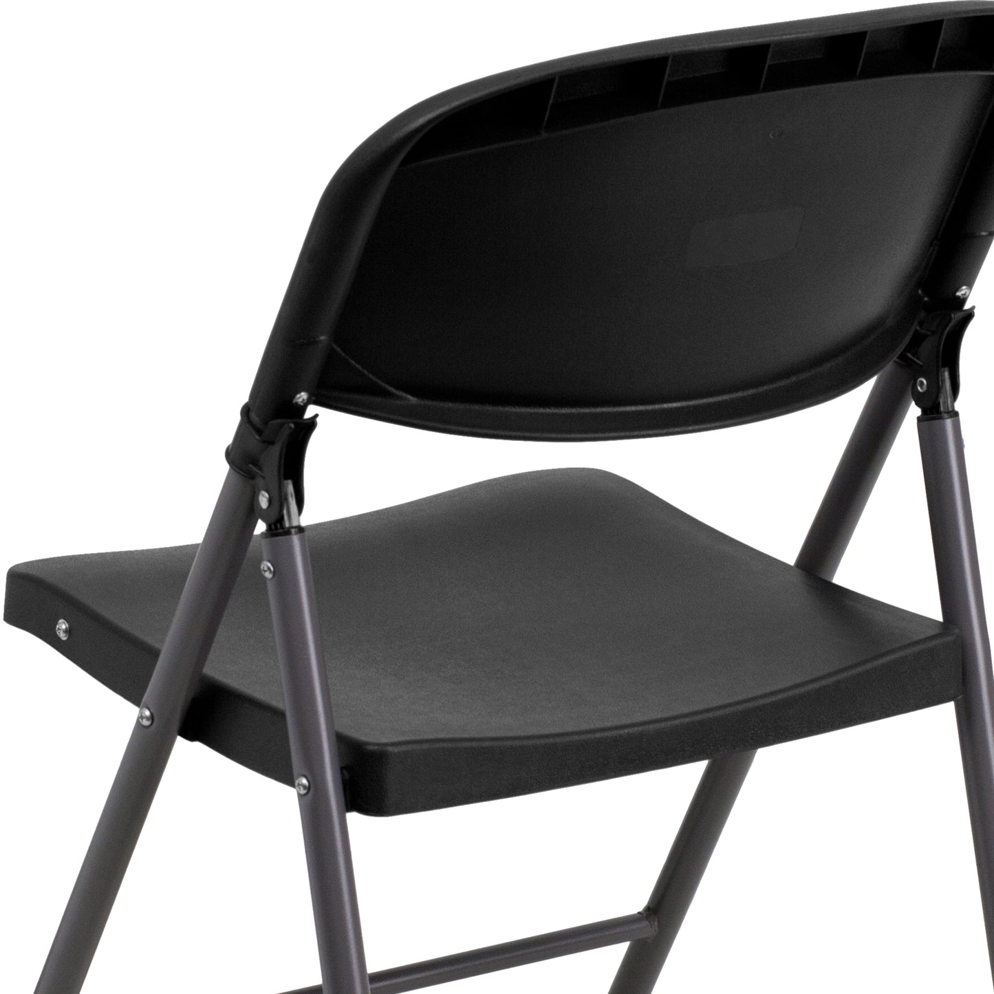 2 Pack HERCULES Series 330 lb. Capacity Black Plastic Folding Chair with Charcoal Frame Black 2-DAD-YCD-50-GG