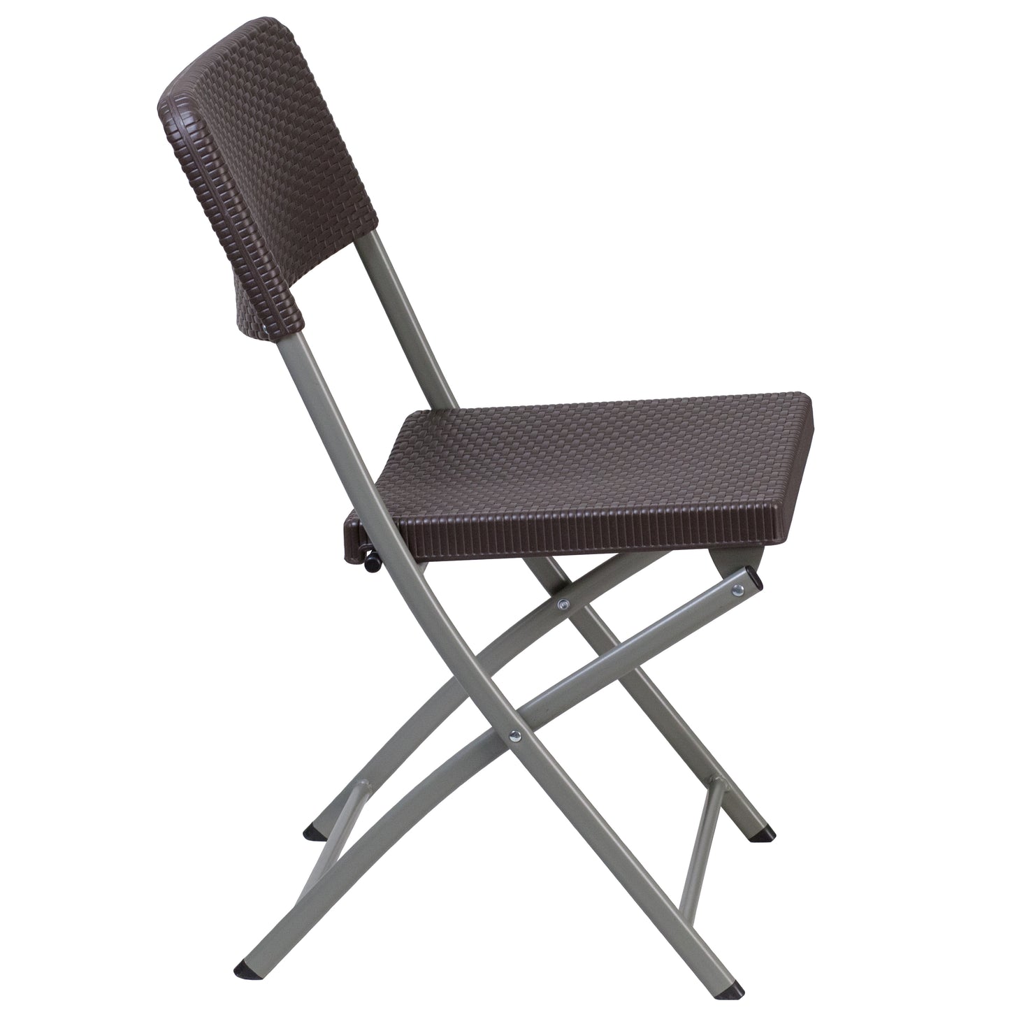 2 Pack HERCULES Series Brown Rattan Plastic Folding Chair with Gray Frame Brown 2-DAD-YCZ-61-GG