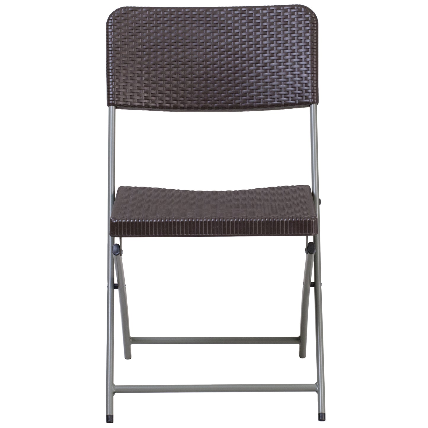 2 Pack HERCULES Series Brown Rattan Plastic Folding Chair with Gray Frame Brown 2-DAD-YCZ-61-GG