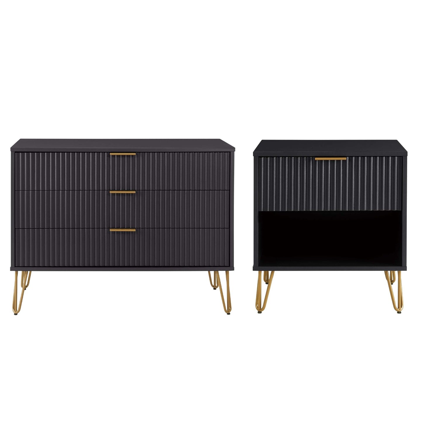 Dumbo Modern 2-Piece Dresser Set in Black 2-DB01-BK