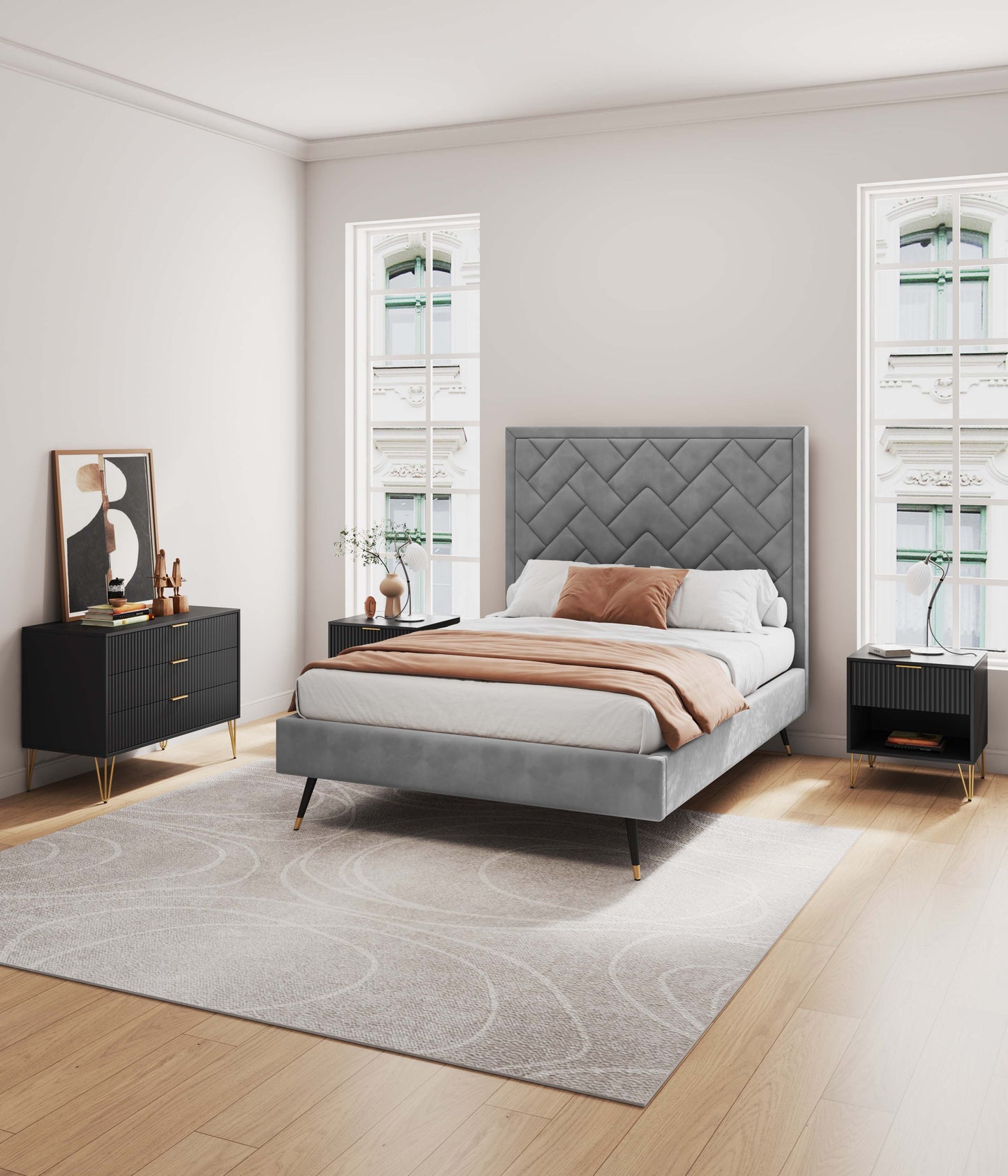 Dumbo Modern 2-Piece Dresser Set in Black 2-DB01-BK