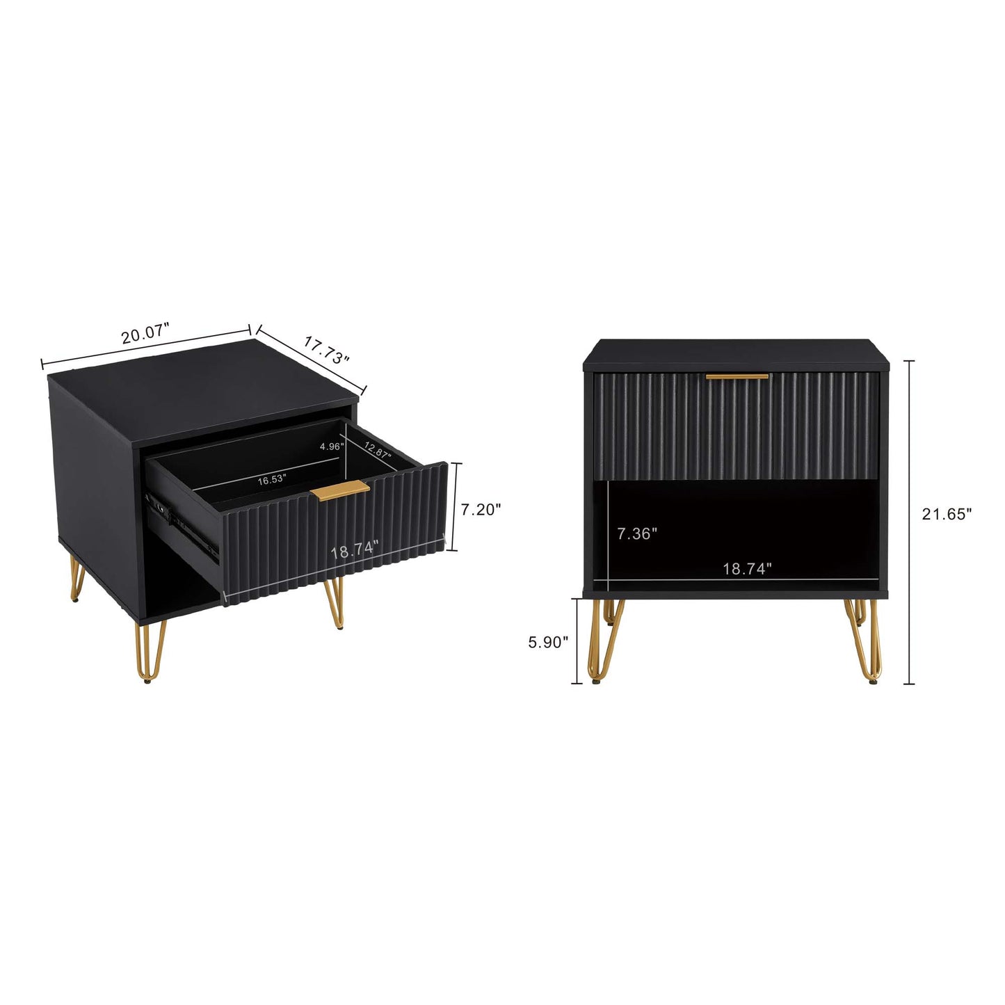 Dumbo Modern 2-Piece Dresser Set in Black 2-DB01-BK
