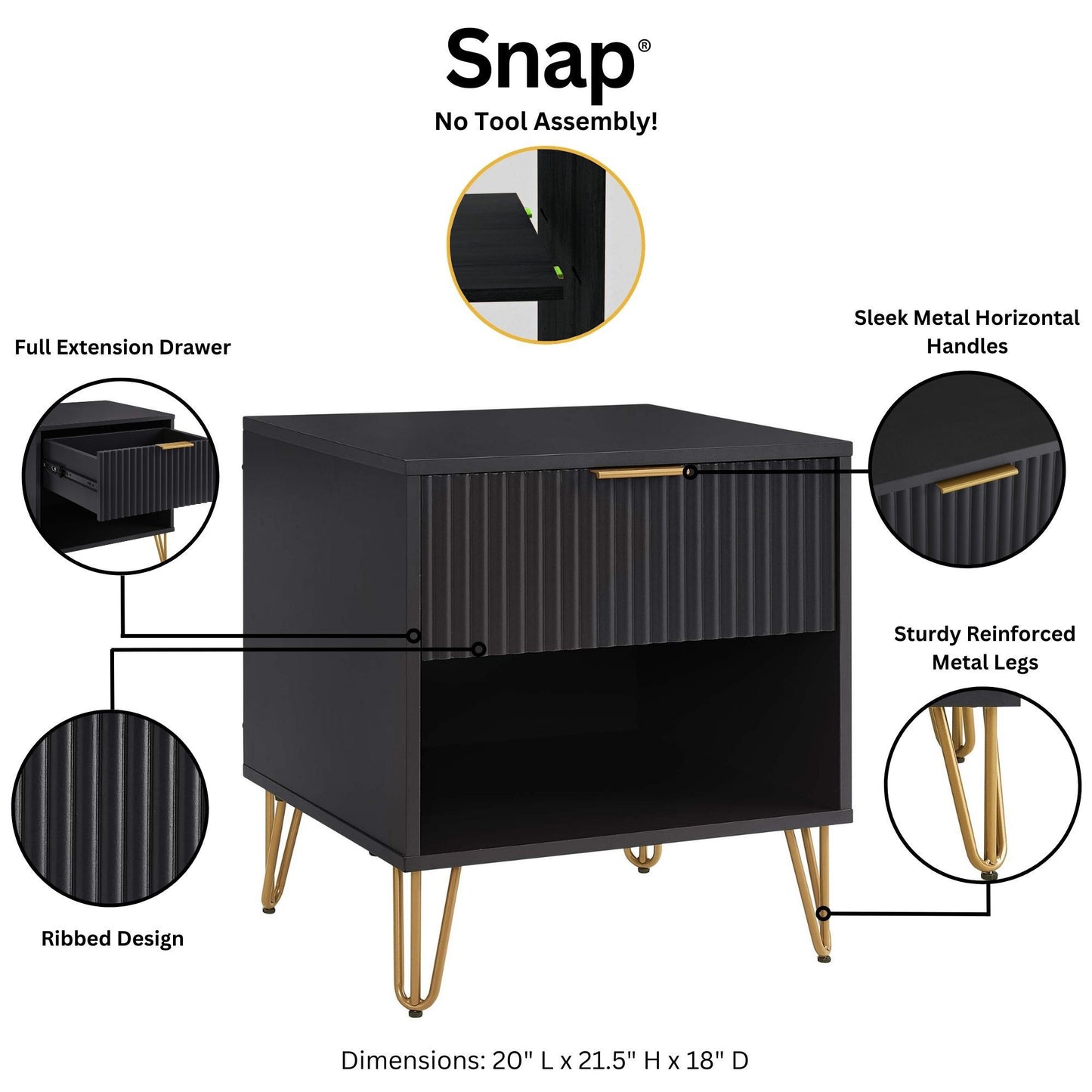 Dumbo Modern 2-Piece Dresser Set in Black 2-DB01-BK