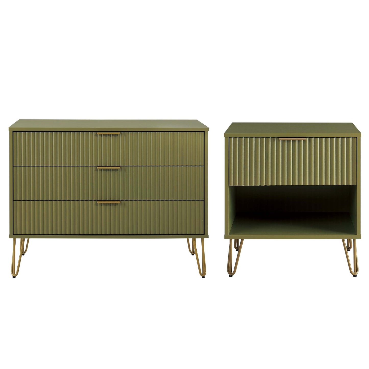 Dumbo Modern 2-Piece Dresser Set in Olive Green 2-DB01-OG