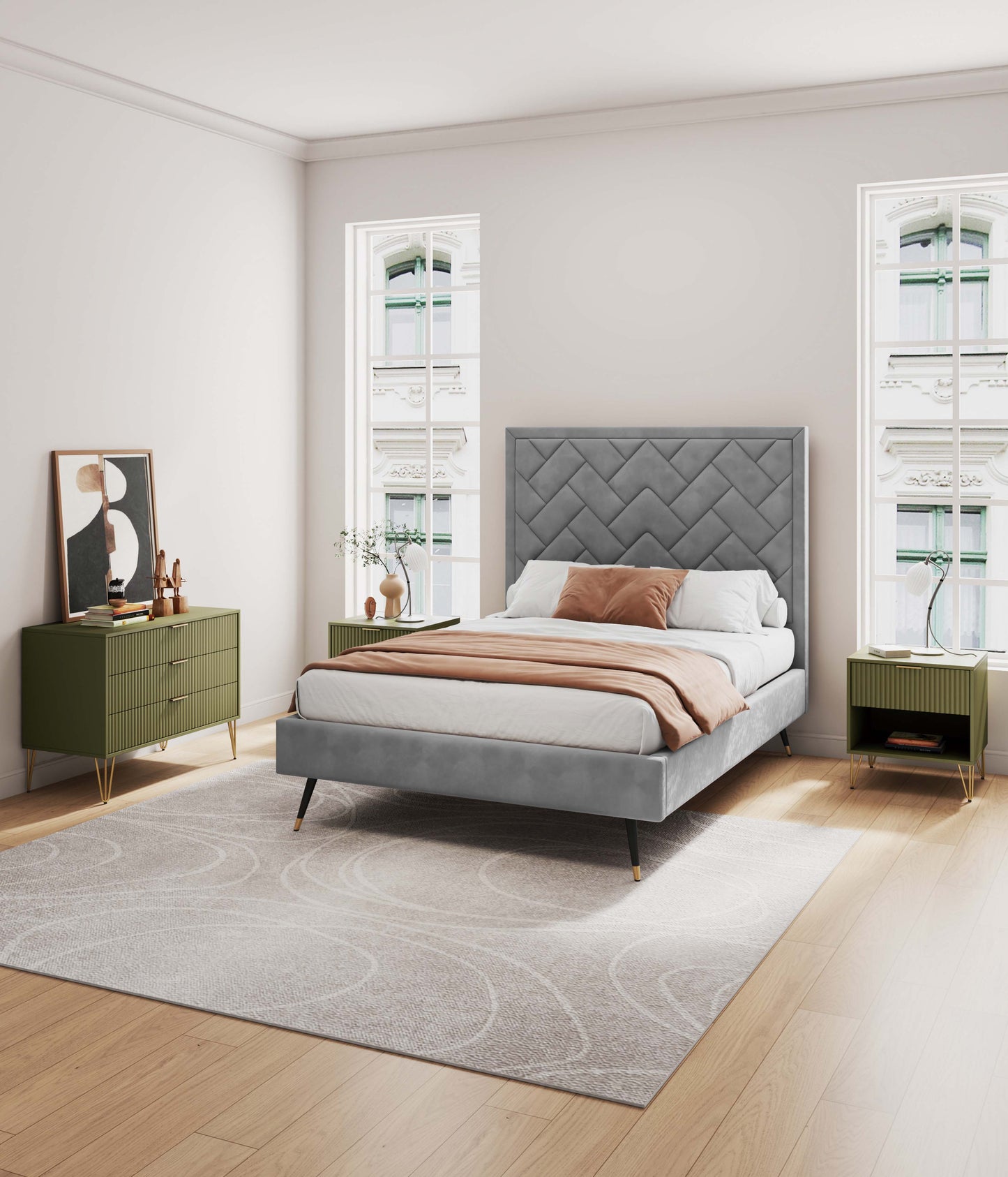 Dumbo Modern 2-Piece Dresser Set in Olive Green 2-DB01-OG