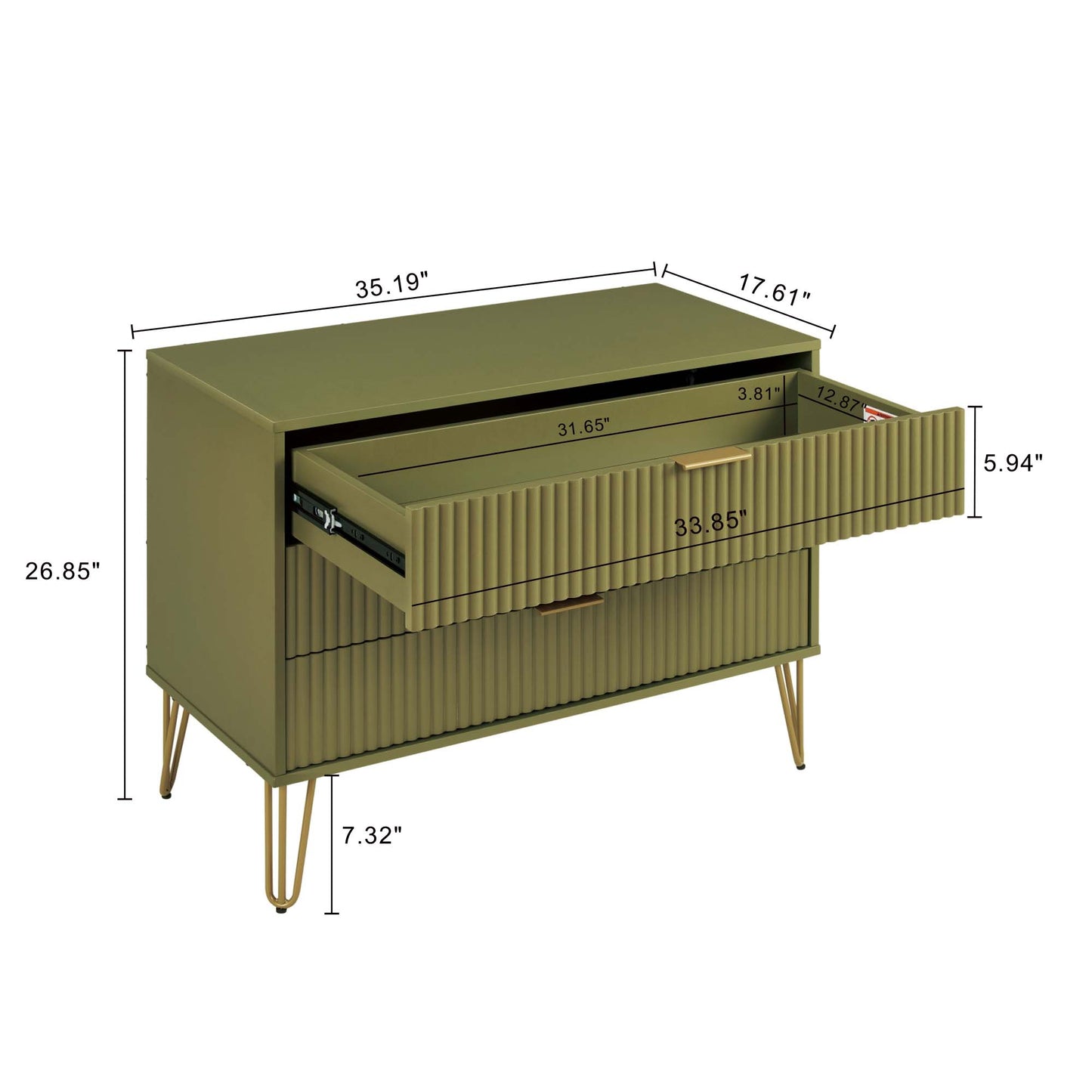 Dumbo Modern 2-Piece Dresser Set in Olive Green 2-DB01-OG