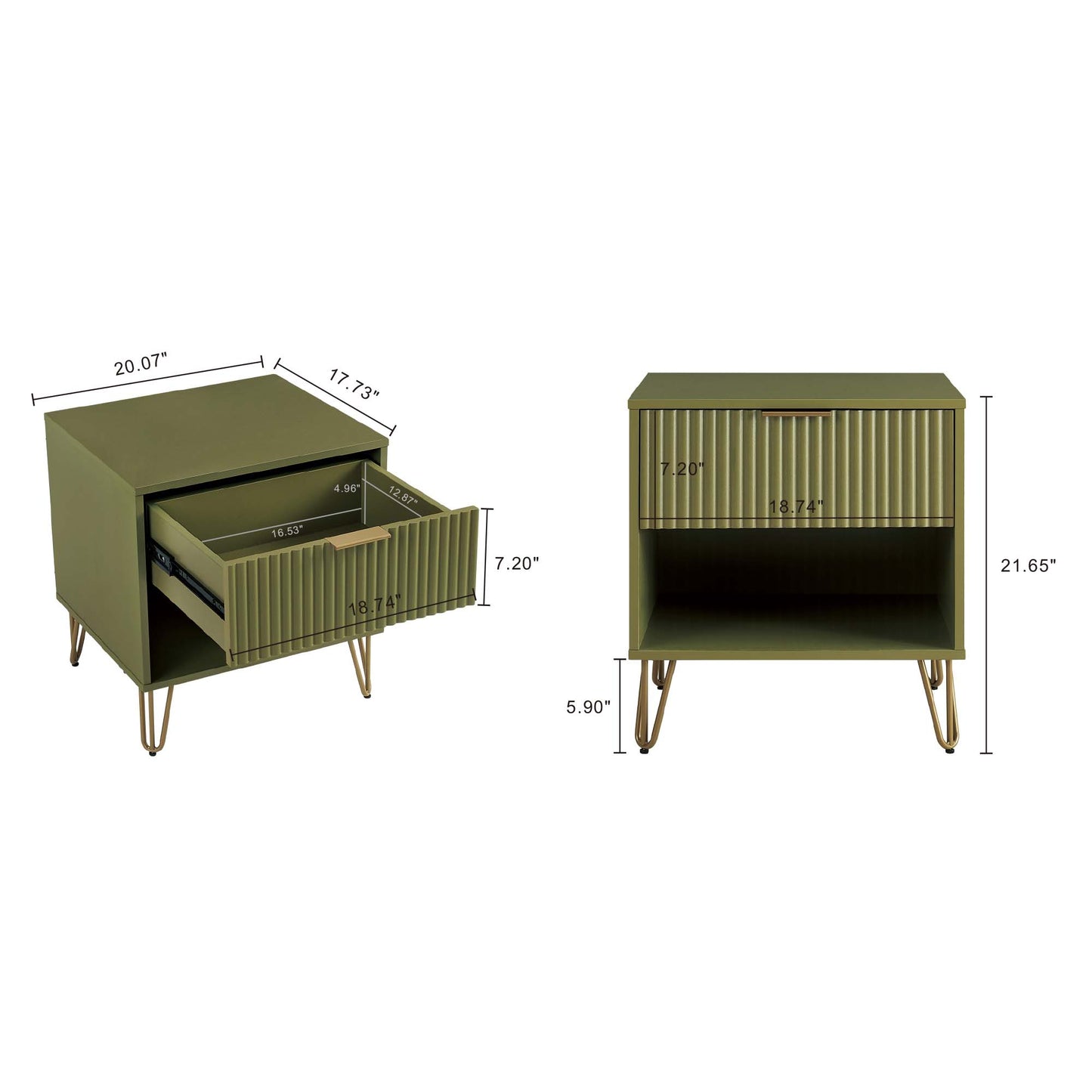 Dumbo Modern 2-Piece Dresser Set in Olive Green 2-DB01-OG