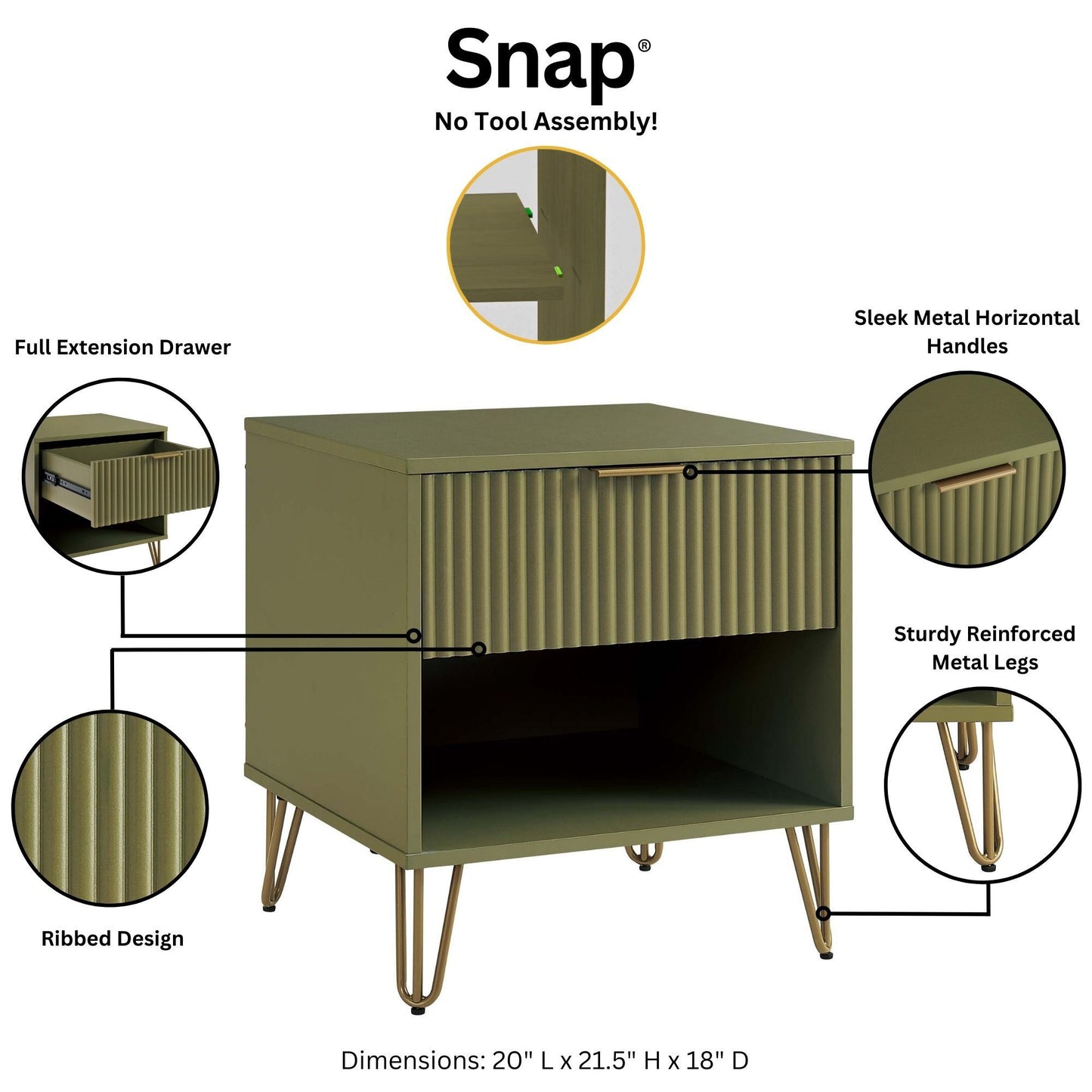 Dumbo Modern 2-Piece Dresser Set in Olive Green 2-DB01-OG