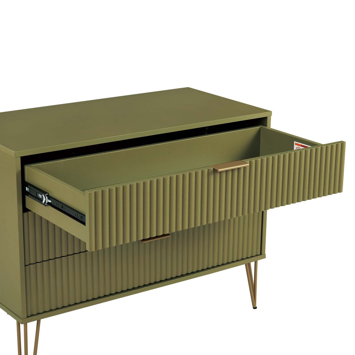 Manhattan Comfort2-Piece DUMBO Modern Standard 3-Drawer Dresser and DUMBO Modern 1.0 Nightstand in Olive Green 2-DB01-OG