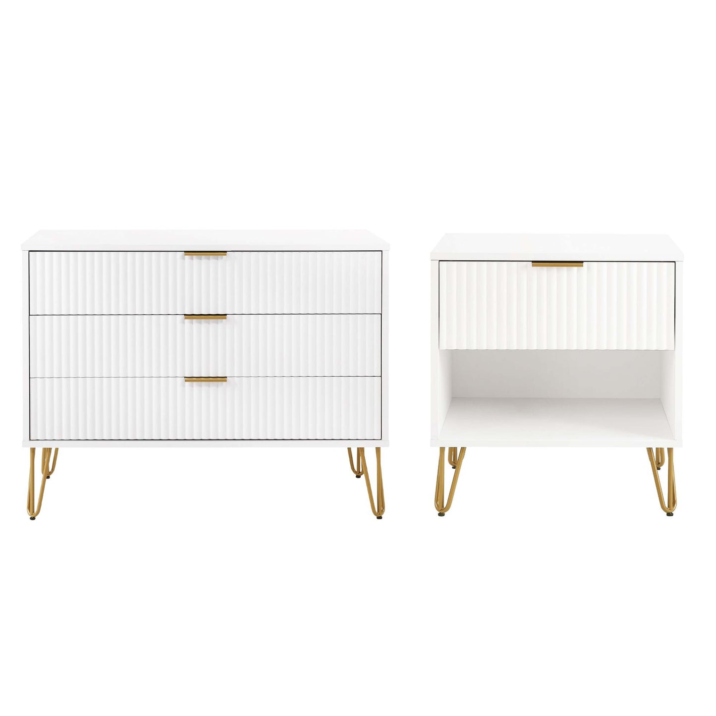Dumbo Modern 2-Piece Dresser Set in White 2-DB01-WH