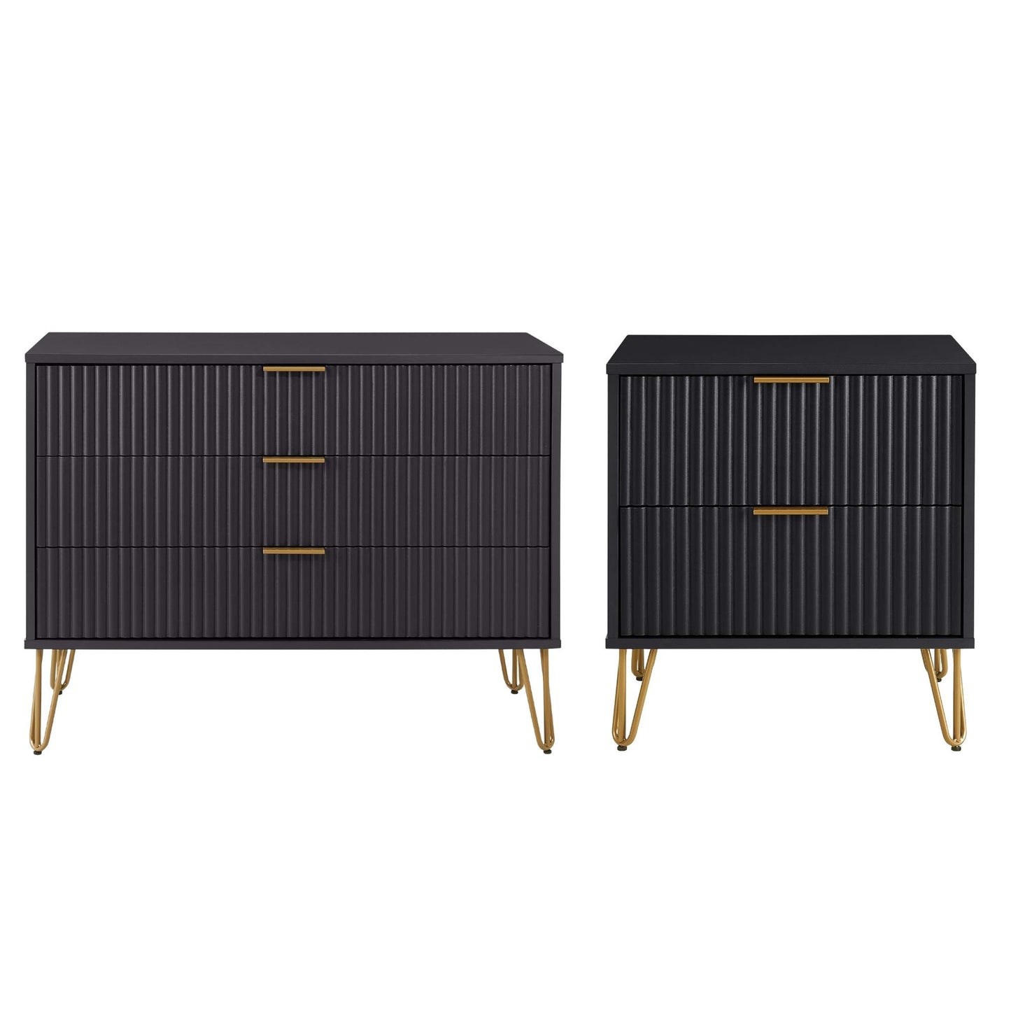 Dumbo Modern 2-Piece Dresser Set in Black 2-DB02-BK