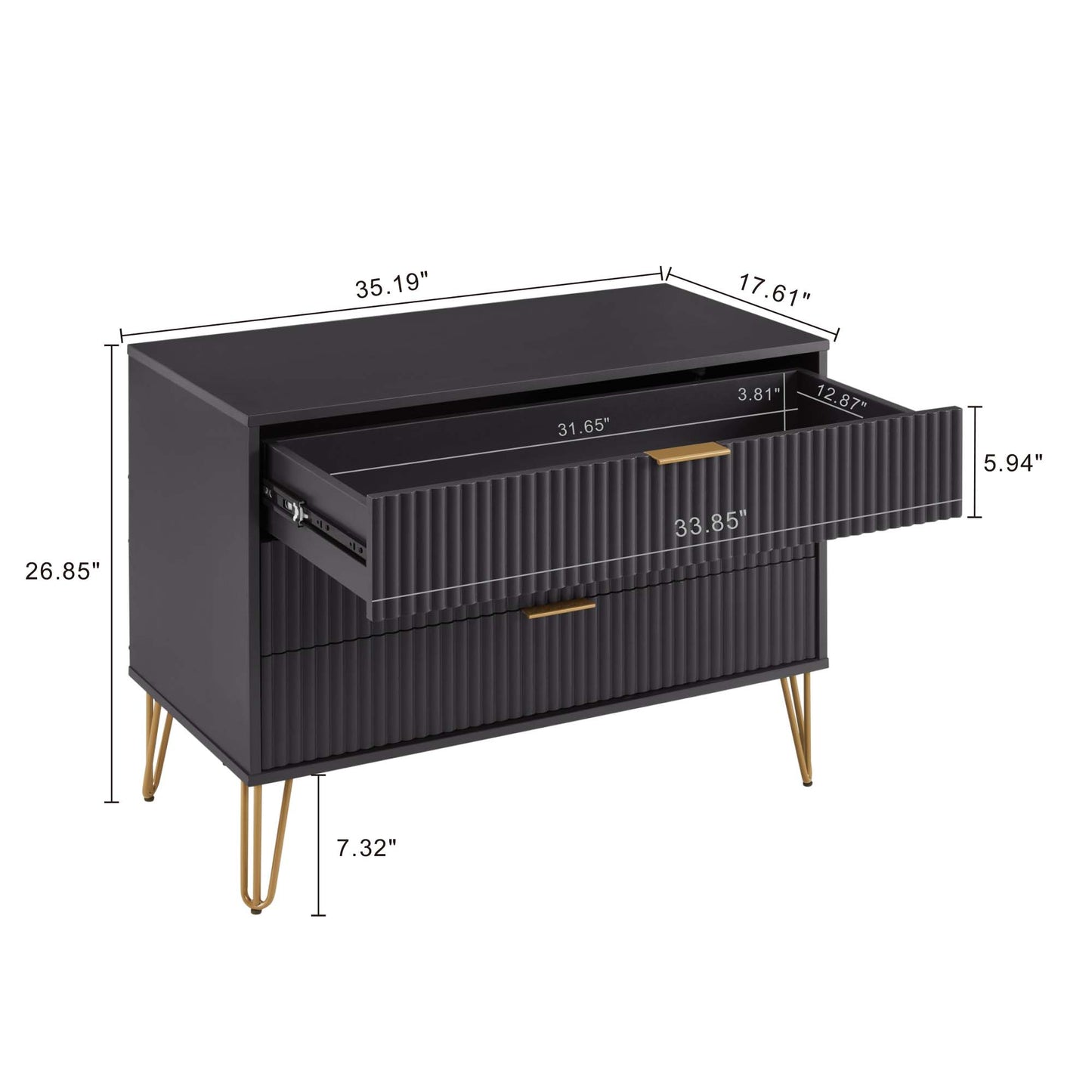 Dumbo Modern 2-Piece Dresser Set in Black 2-DB02-BK