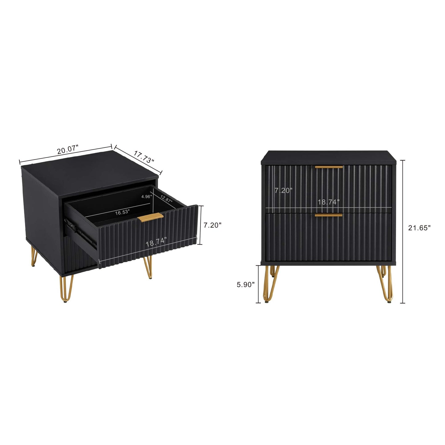 Manhattan Comfort 2-Piece DUMBO Modern Standard 3-Drawer Dresser and Nightstand