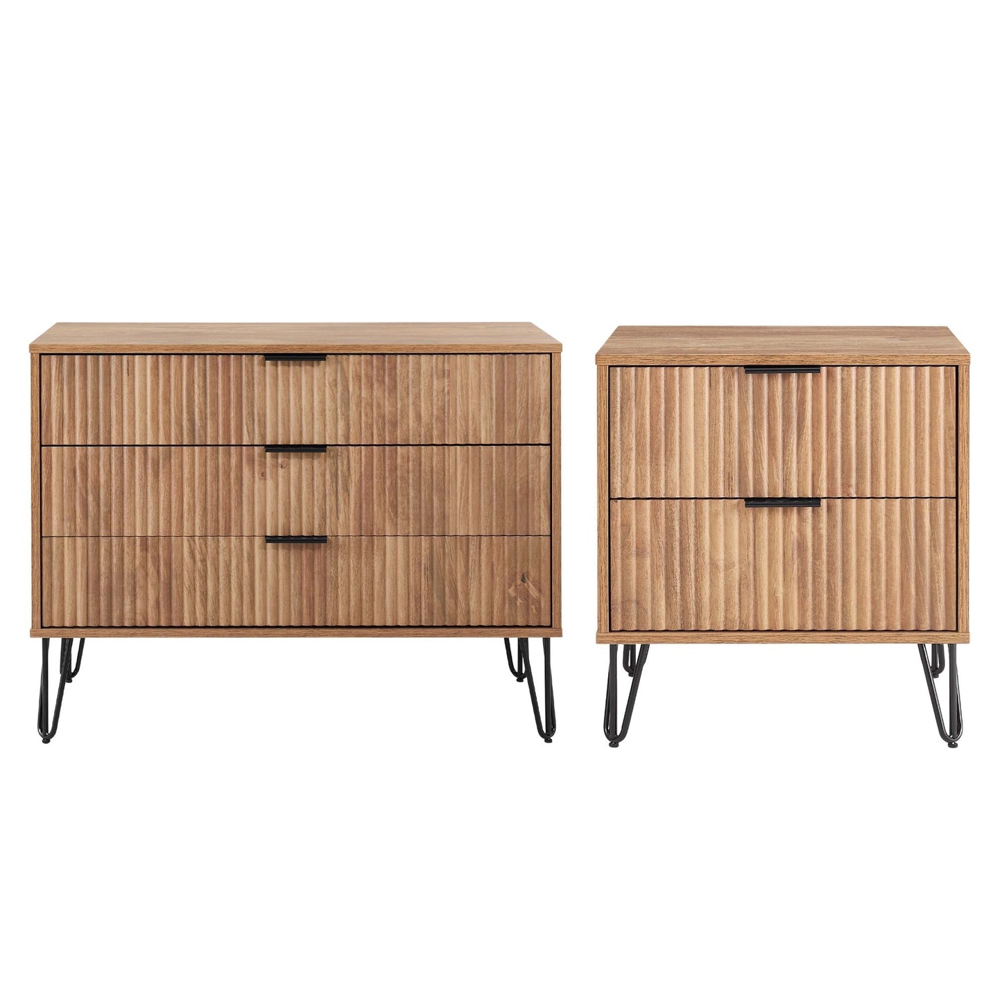 Manhattan Comfort 2-Piece DUMBO Modern Standard 3-Drawer Dresser and Nightstand
