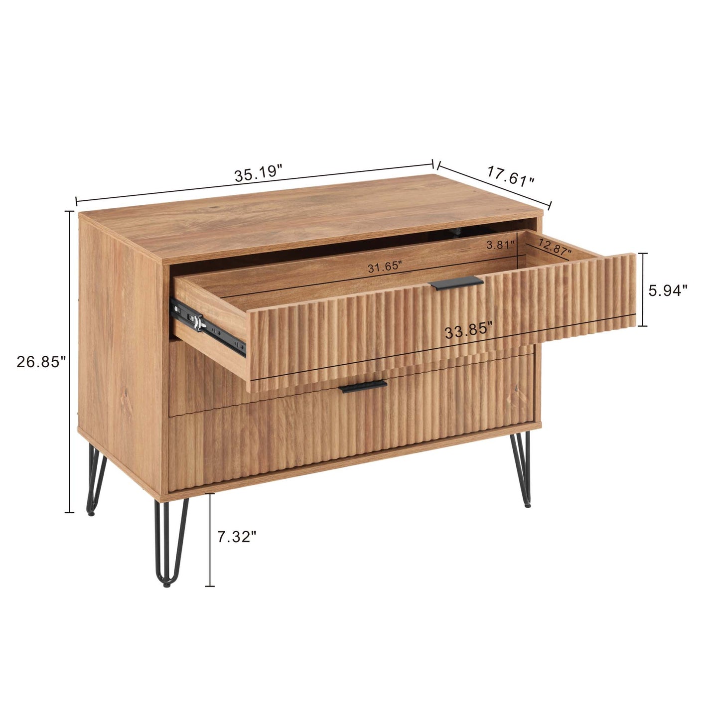 Manhattan Comfort 2-Piece DUMBO Modern Standard 3-Drawer Dresser and Nightstand