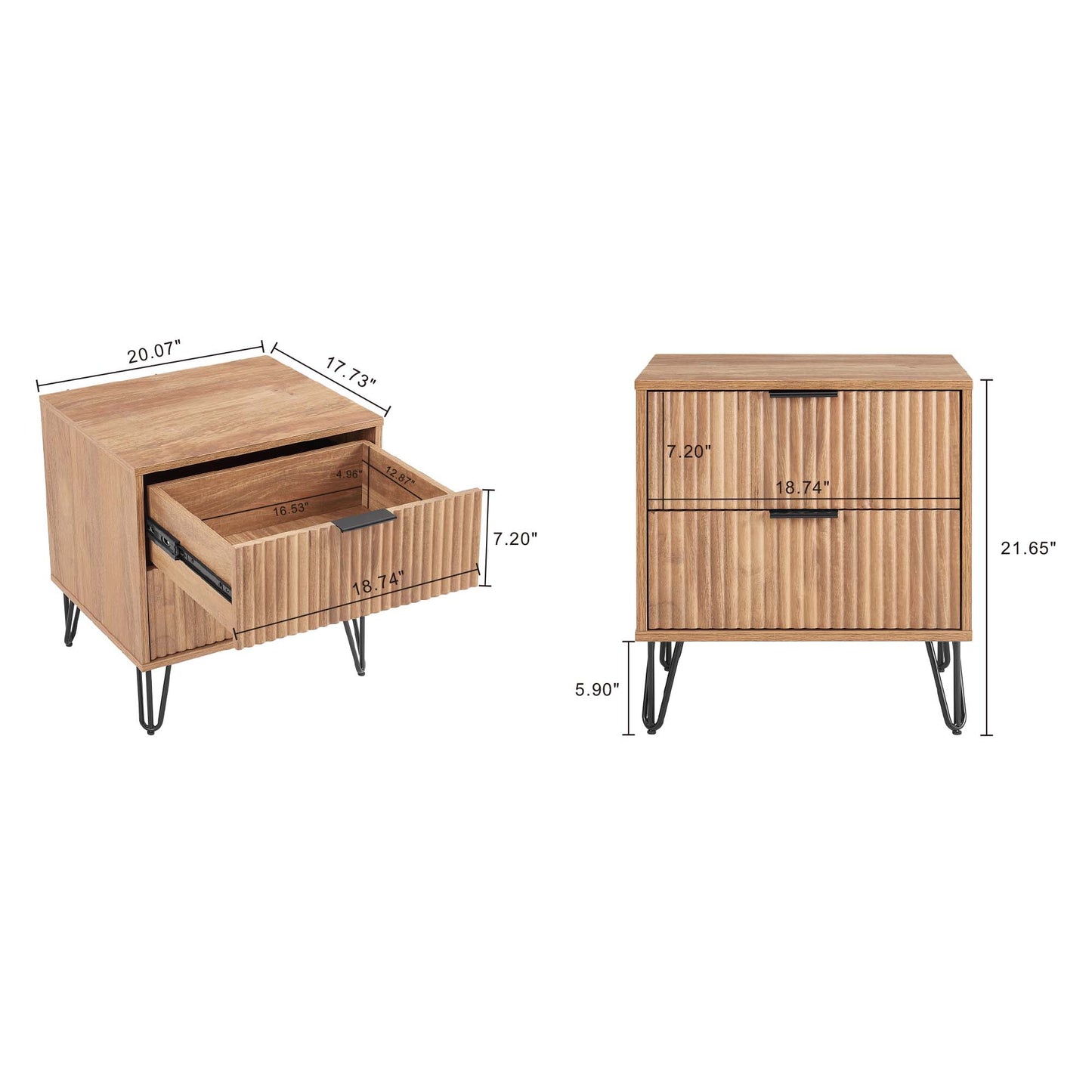 Manhattan Comfort 2-Piece DUMBO Modern Standard 3-Drawer Dresser and Nightstand