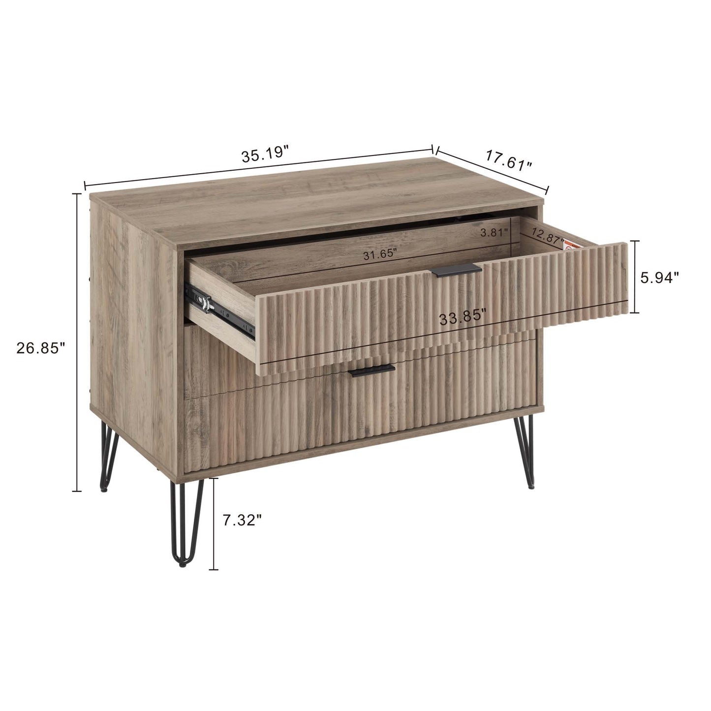 Dumbo Modern 2-Piece Dresser Set in Rustic Gray 2-DB02-GY