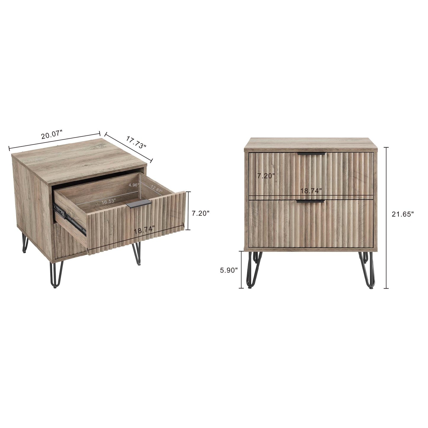 Manhattan Comfort 2-Piece DUMBO Modern Standard 3-Drawer Dresser and Nightstand