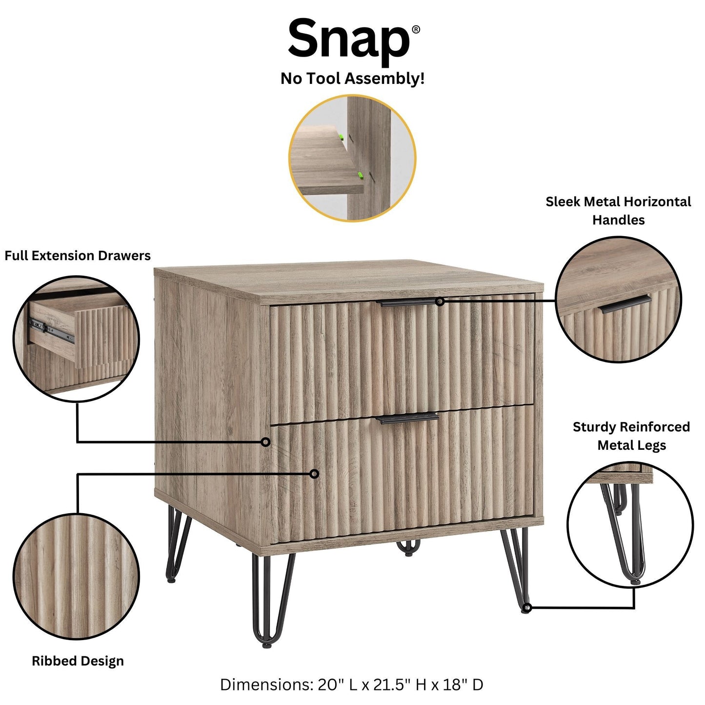 Dumbo Modern 2-Piece Dresser Set in Rustic Gray 2-DB02-GY