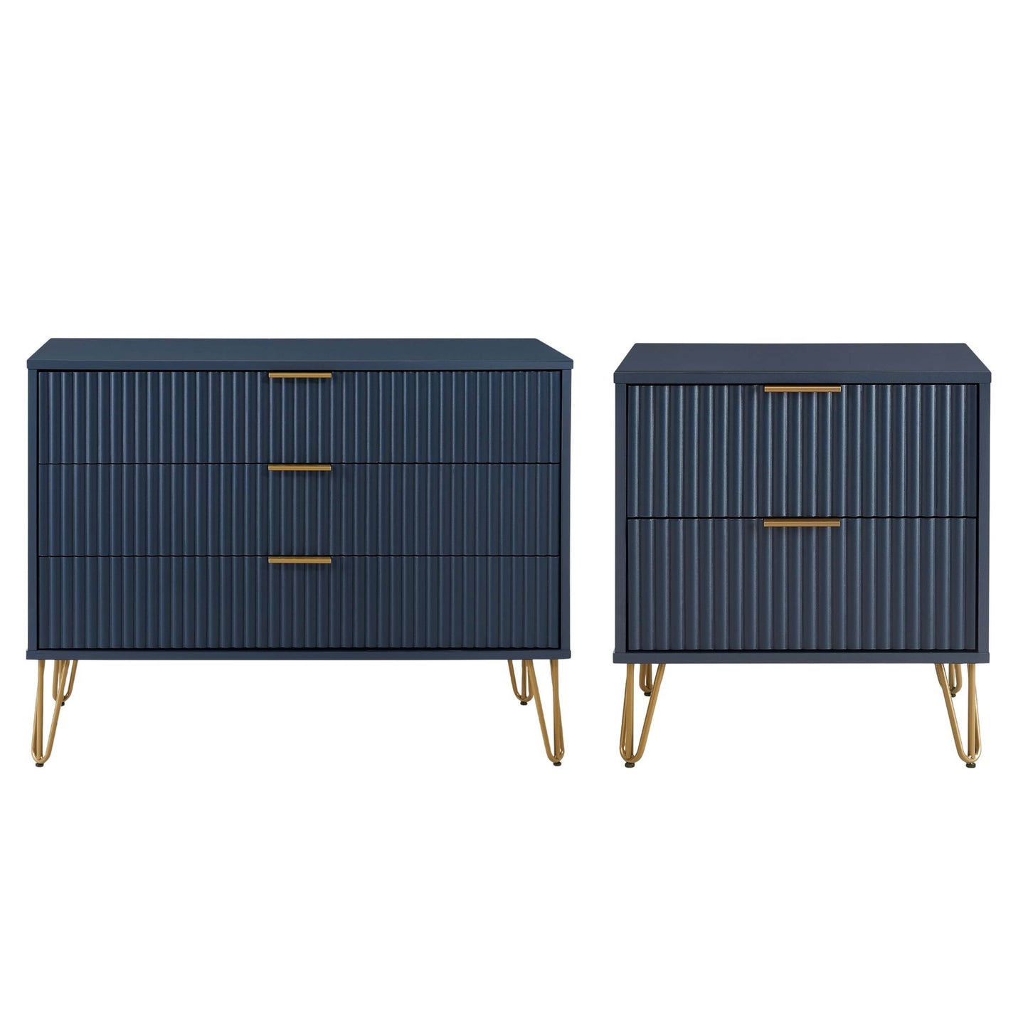 Manhattan Comfort 2-Piece DUMBO Modern Standard 3-Drawer Dresser and Nightstand