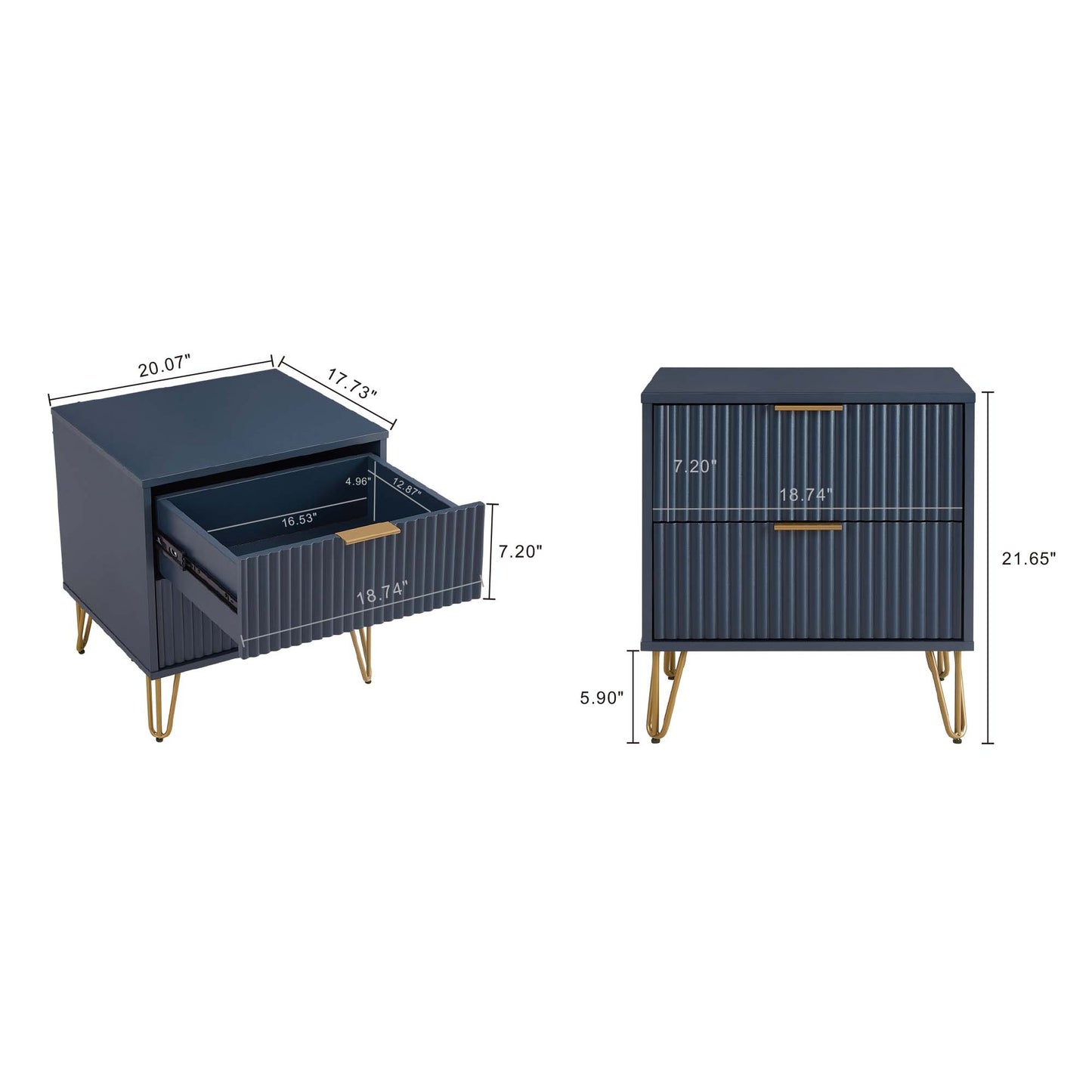 Manhattan Comfort 2-Piece DUMBO Modern Standard 3-Drawer Dresser and Nightstand