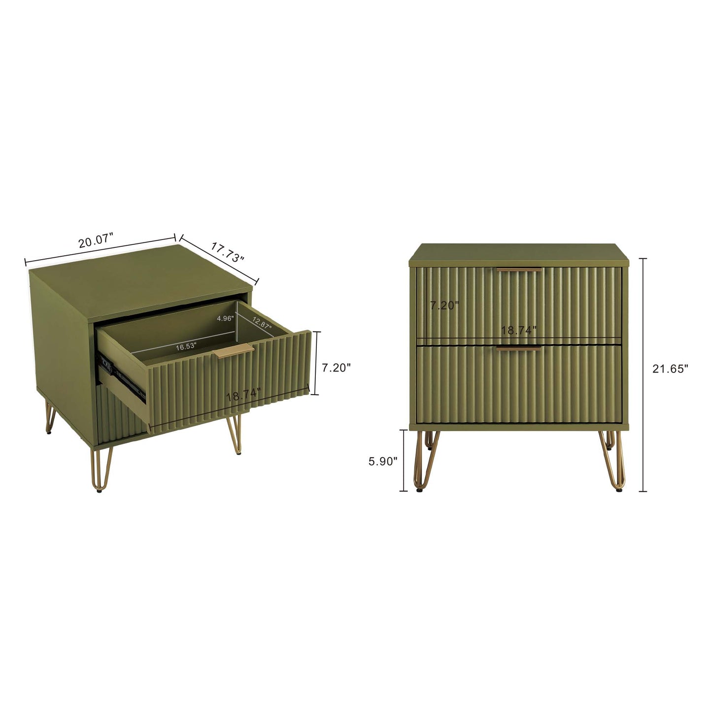 Manhattan Comfort 2-Piece DUMBO Modern Standard 3-Drawer Dresser and Nightstand