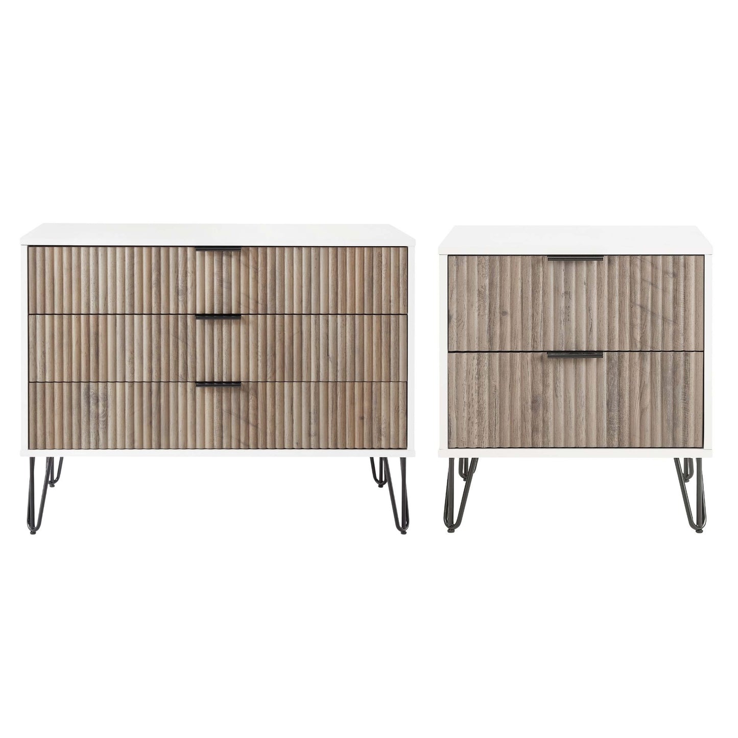 Manhattan Comfort 2-Piece DUMBO Modern Standard 3-Drawer Dresser and Nightstand