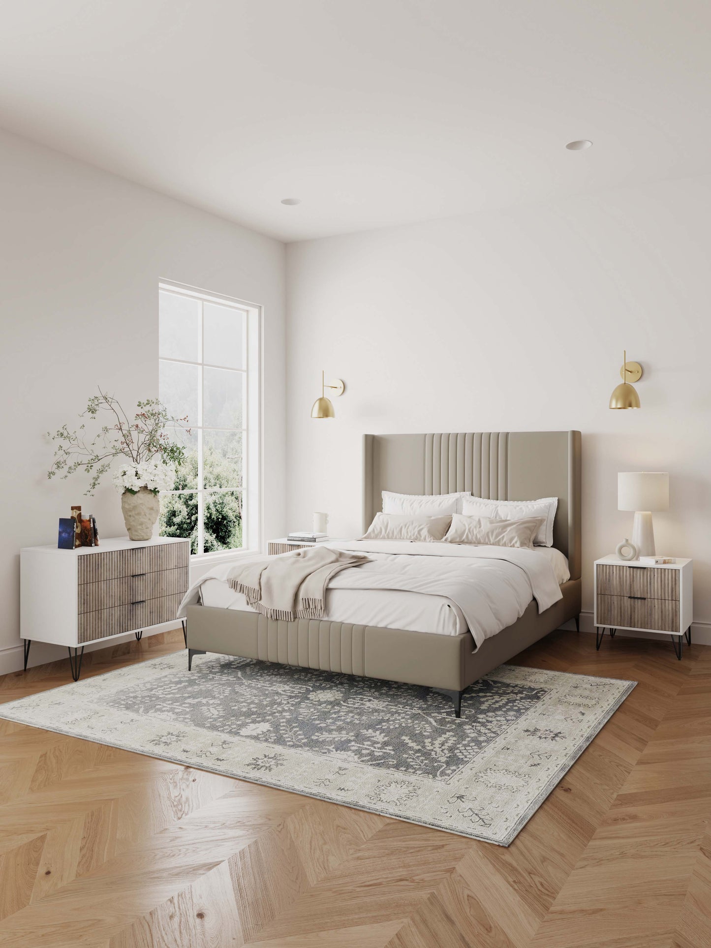 Manhattan Comfort 2-Piece DUMBO Modern Standard 3-Drawer Dresser and Nightstand