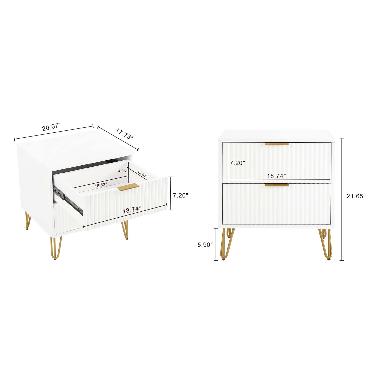 Manhattan Comfort 2-Piece DUMBO Modern Standard 3-Drawer Dresser and Nightstand