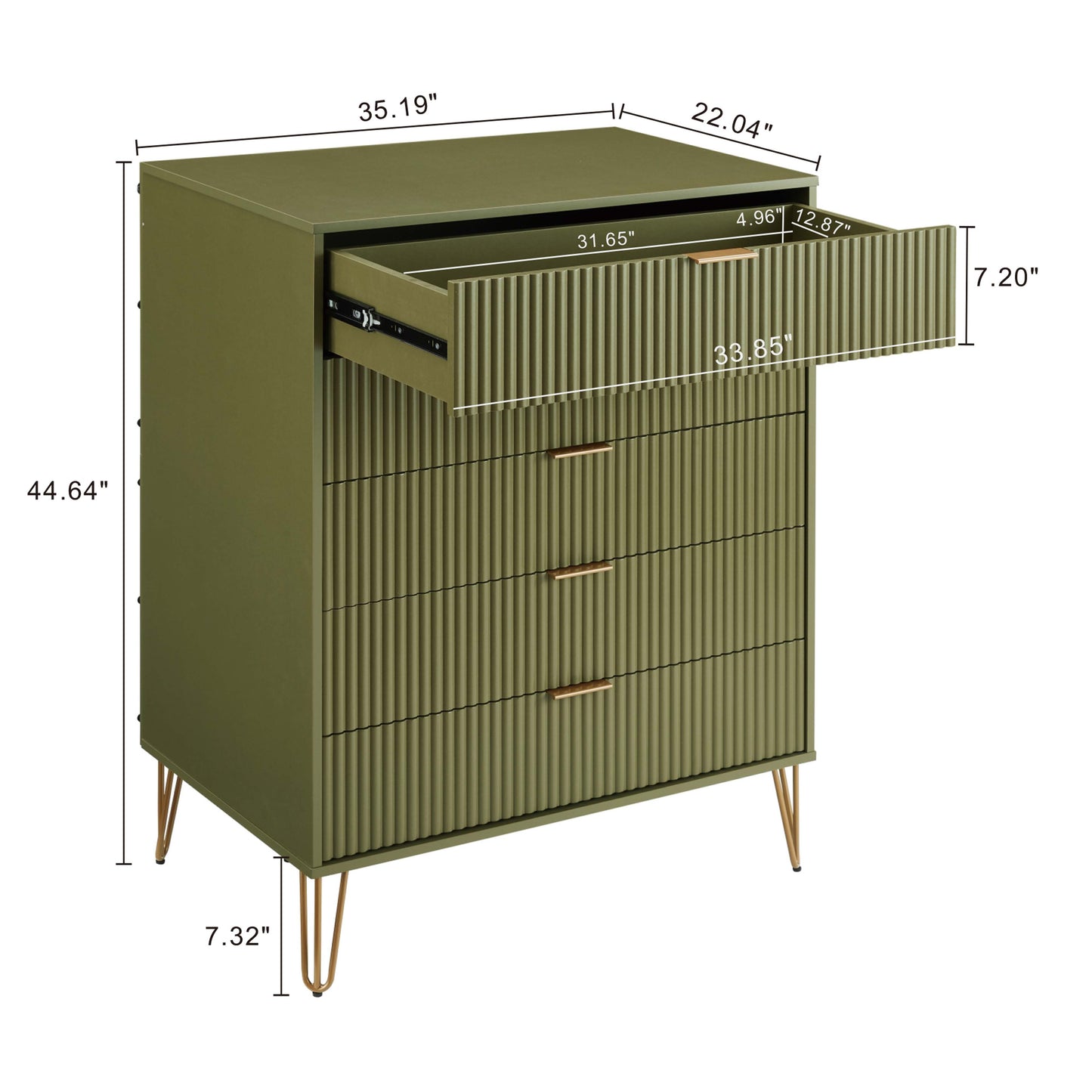 Manhattan Comfort2-Piece DUMBO Modern  5-Drawer Tall Dresser and DUMBO Modern 10-Drawer Double Tall Dresser in Olive Green 2-DB04-OG