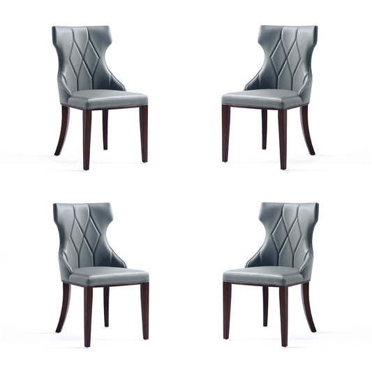 Manhattan Comfort Reine Faux Leather Dining Chair in Pebble Grey (Set of 4) 2-DC007-PE