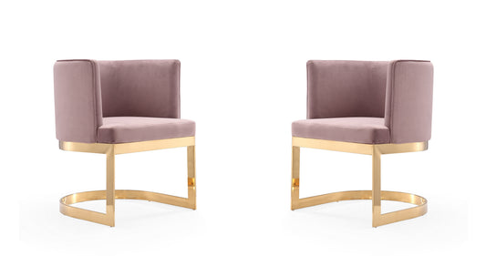 Aura Modern Metal Velvet Dining Chair in Blush - Set of 2 2-DC026-BH