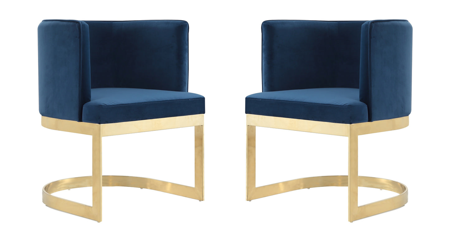 Aura Modern Metal Velvet Dining Chair in Royal Blue - Set of 2 2-DC026-BL