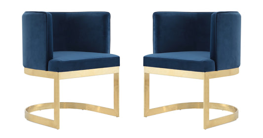 Aura Modern Metal Velvet Dining Chair in Royal Blue - Set of 2 2-DC026-BL