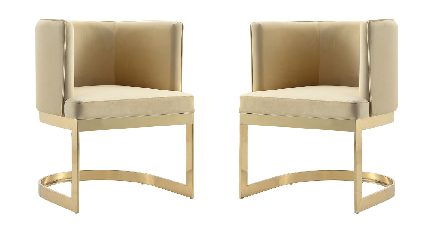 Aura Modern Metal Velvet Dining Chair in Sand - Set of 2 2-DC026-SD