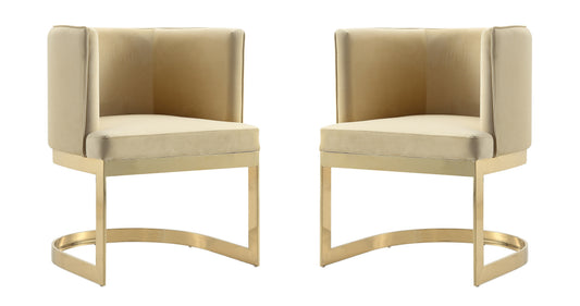 Aura Modern Metal Velvet Dining Chair in Sand - Set of 2 2-DC026-SD
