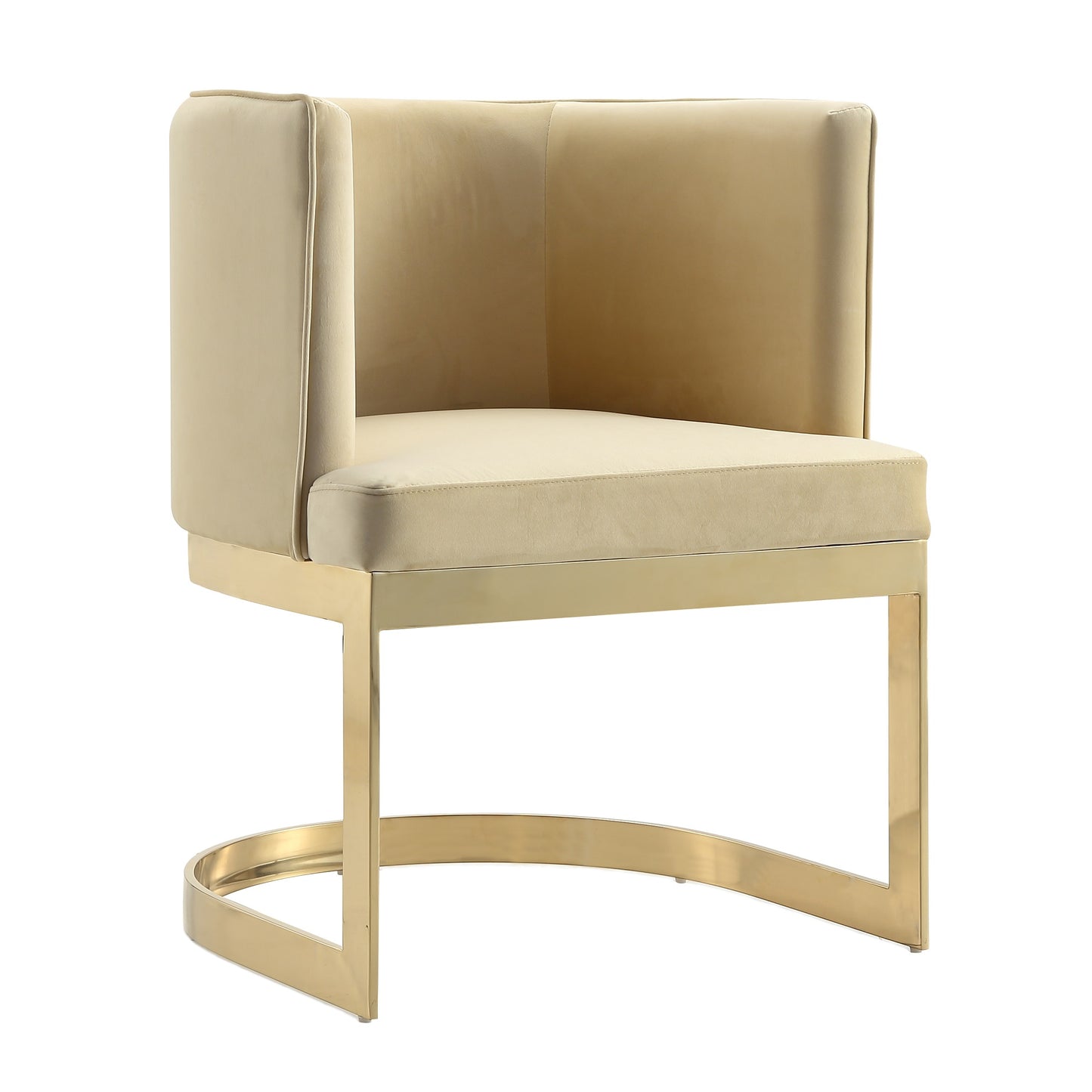 Aura Modern Metal Velvet Dining Chair in Sand - Set of 2 2-DC026-SD