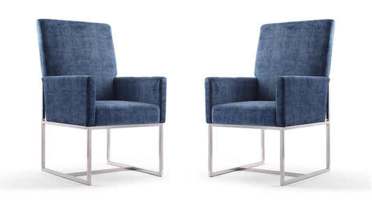 Element Modern Metal Velvet Dining Chair in Blue - Set of 2 2-DC029-BL