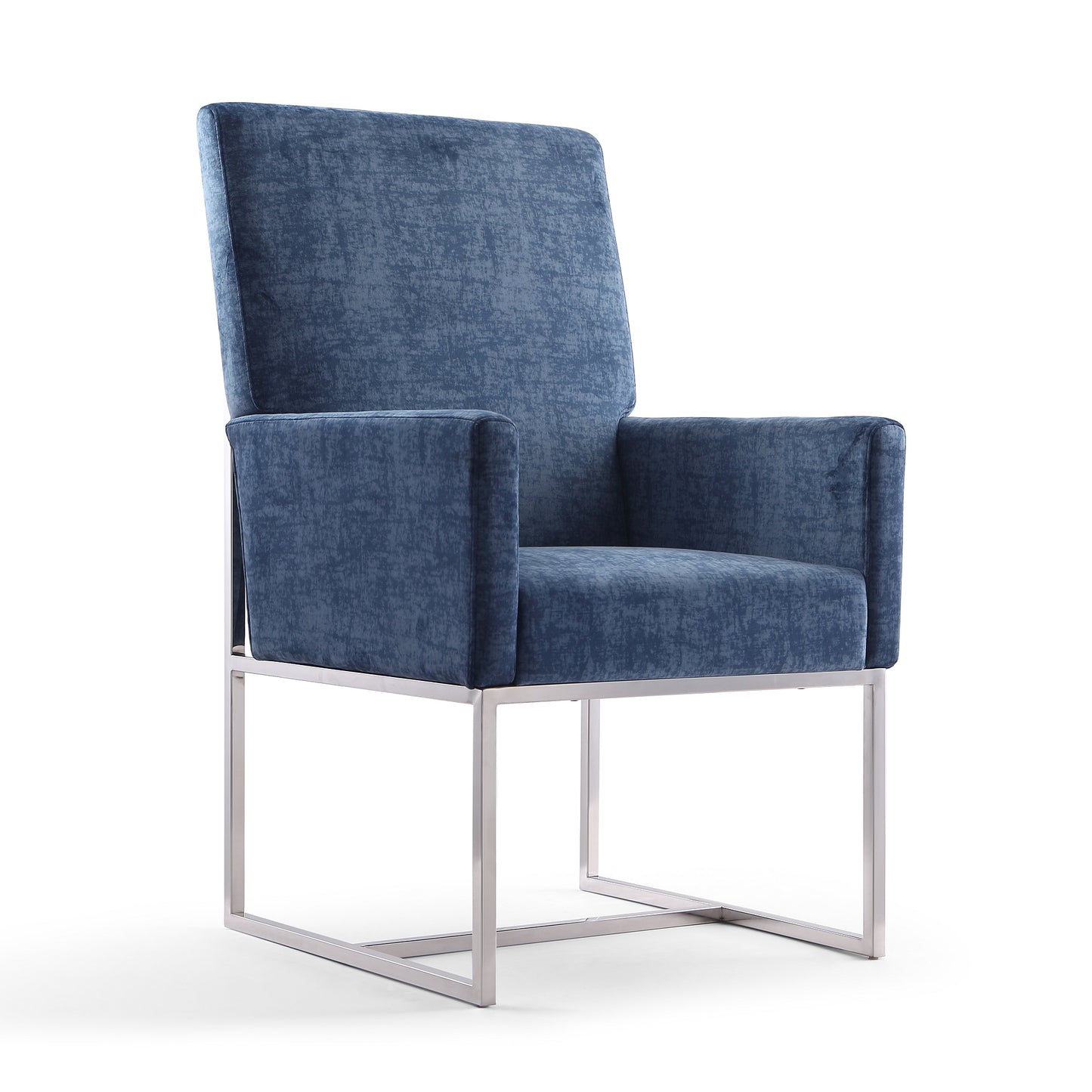 Element Modern Metal Velvet Dining Chair in Blue - Set of 2 2-DC029-BL