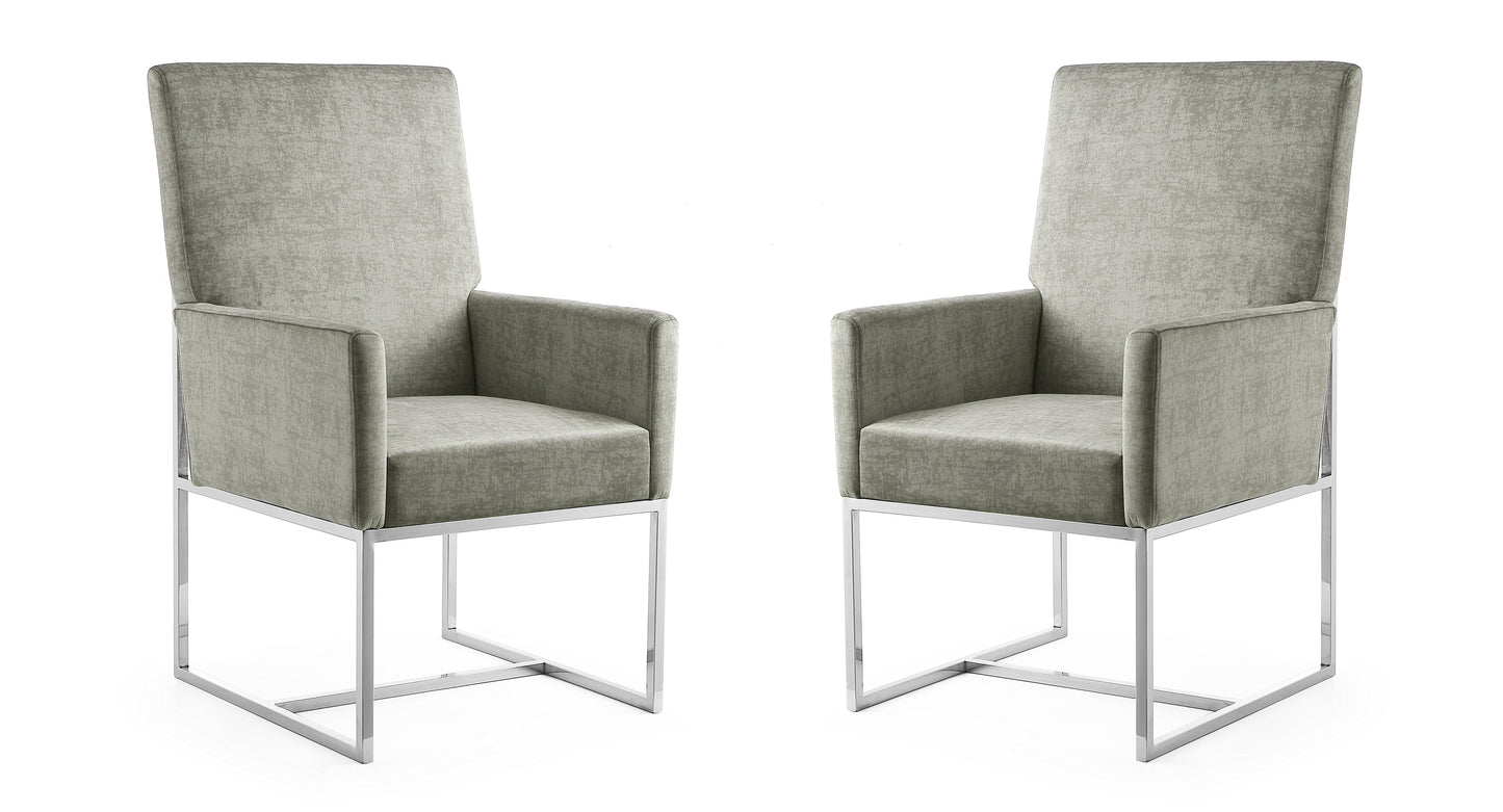 Manhattan Comfort Element Steel Velvet Dining Armchair (Set of 2) 2-DC029-ST