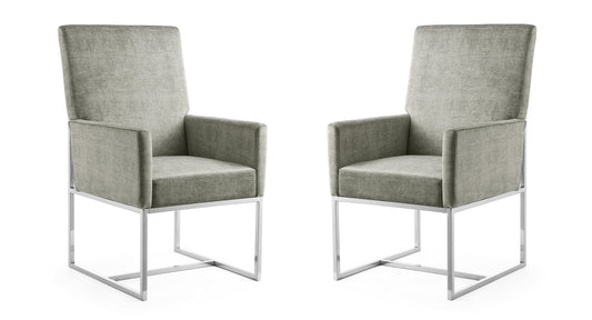 Manhattan Comfort Element Steel Velvet Dining Armchair (Set of 2) 2-DC029-ST