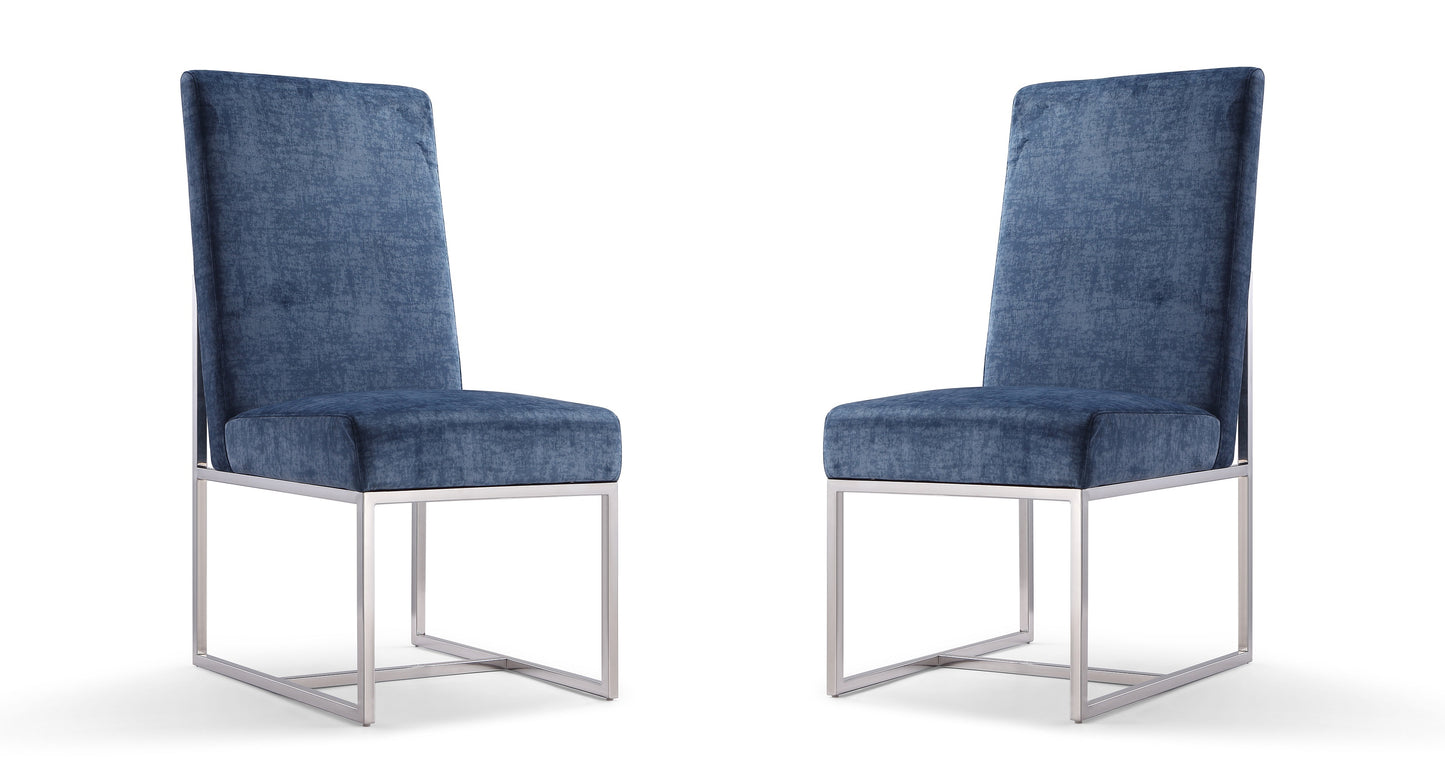 Manhattan Comfort Element Blue Velvet Dining Armchair (Set of 2)- 2-DC030-BL