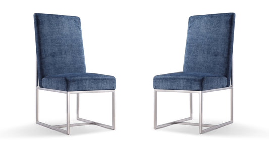 Manhattan Comfort Element Blue Velvet Dining Armchair (Set of 2)- 2-DC030-BL