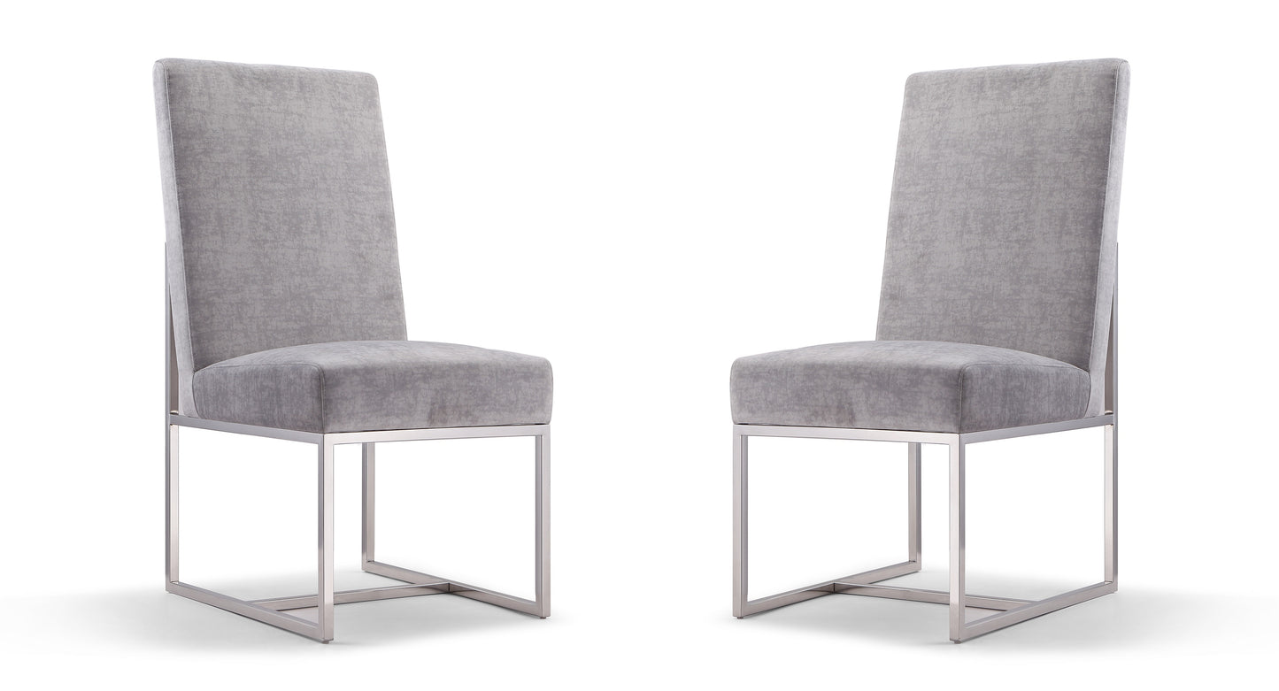 Manhattan Comfort Element Grey Velvet Dining Armchair (Set of 2) 2-DC030-GY