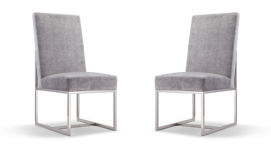 Manhattan Comfort Element Grey Velvet Dining Armchair (Set of 2) 2-DC030-GY