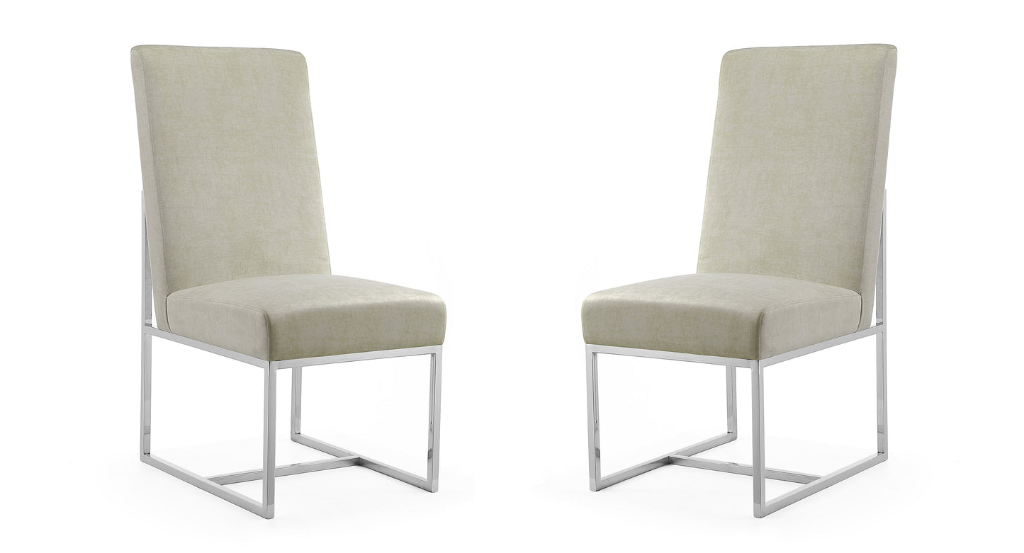 Element Modern Metal Velvet Dining Chair in Champagne - Set of 2 2-DC030-OM