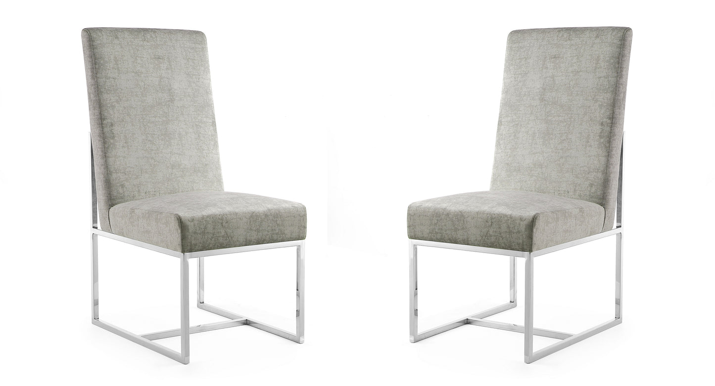 Manhattan Comfort Element Steel Velvet Dining Armchair (Set of 2) 2-DC030-ST