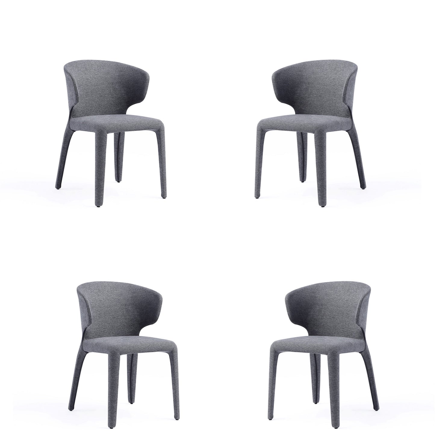 Conrad Mid-Century Modern Upholstered Dining Chair in Gray - Set of 4 2-DC031-WGY