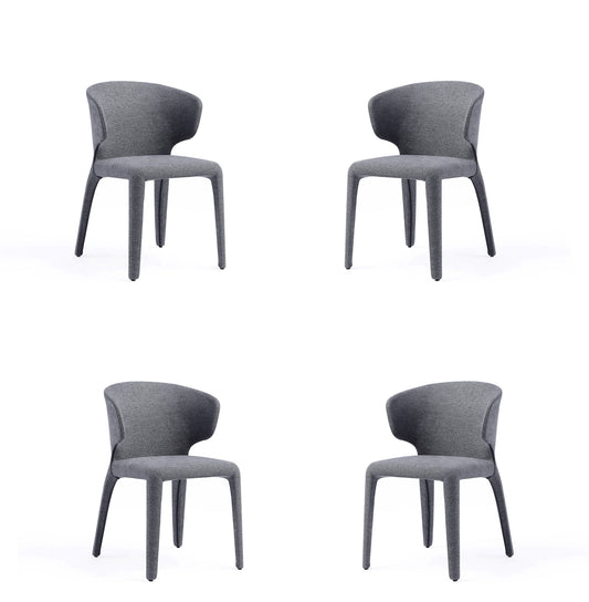 Conrad Mid-Century Modern Upholstered Dining Chair in Gray - Set of 4 2-DC031-WGY