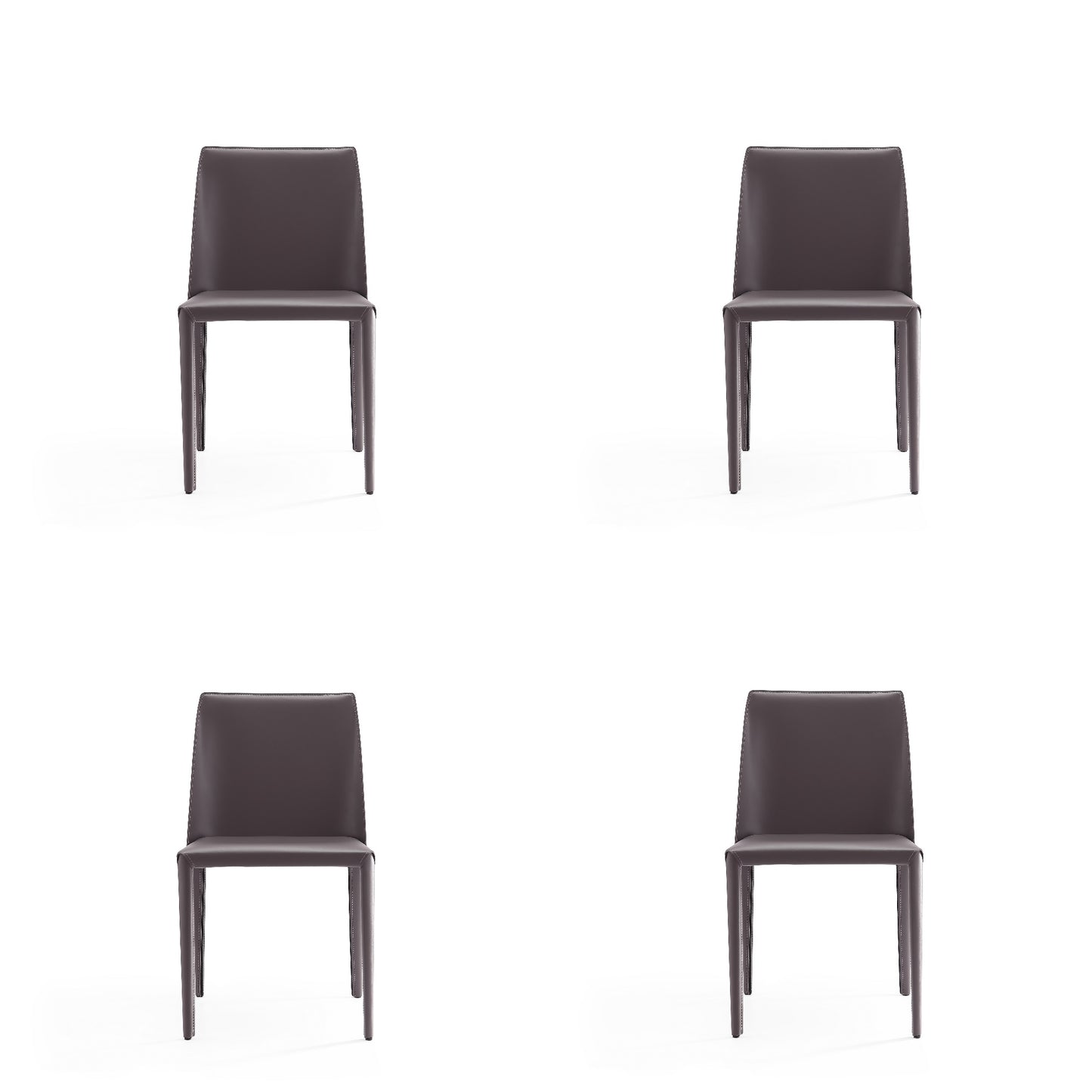 Manhattan Comfort Paris Grey Saddle Leather Dining Chair (Set of 4)- 2-DC032-GY